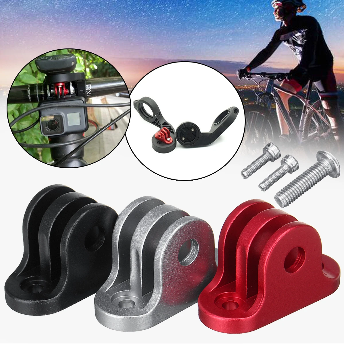 

Bike Bicycle Handlebar Computer Camera Mount Holder Adapter Tripod Support With Screws for Gopro Garmin Edge Bryton Computer