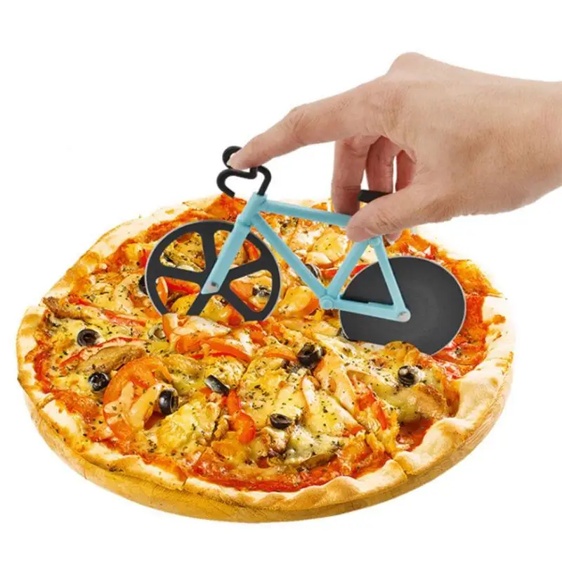 

Bicycle Stainless Steel Blades Non-Stick Pizza Cutter Cutting Wheels Slicer D4X1