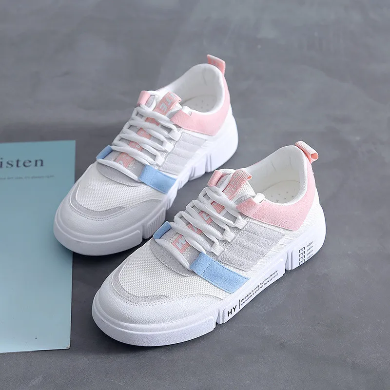 

2019 Fashion Sneaker Casual Flat Shoes Women Loafers Mesh Slip On Flats Lace Up Shallow Female Thick Sole Cross-tied Shoes 35-39