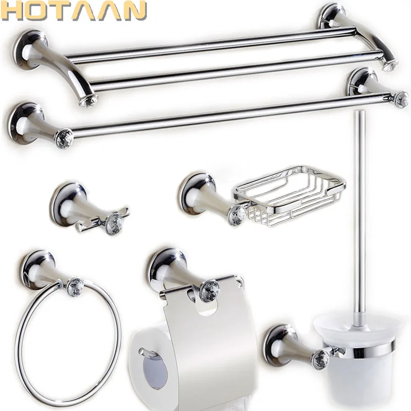 

Stainless Steel Bathroom Accessories Set Robe hook Paper Holder Towel Bar Toilet Brush Holder Bathroom Fittings Chrome 13800C