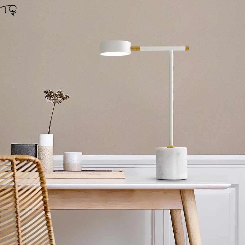 

Nordic Ins Desk Table Lamp led Marble Base Art Post-modern Study Bedroom Creative Personality Light Luxury Bedside Decorative