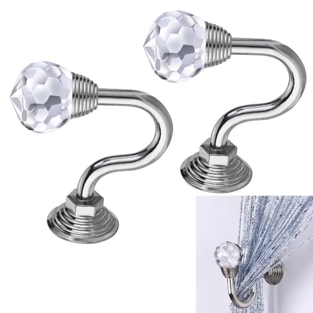 

1 Pair Wall Mounted Nordic Curtains Crystal Hook Home Curtain Umbrellas Keys Clothes Coat Cap Holder Home Decor Curtains Hanging