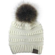 Для женщин вязать мешковатый, оверсайз толстые Кепки Running шляпы, зимние шапки Для женщин шапка с отверстием для хвоста вязаная шапка Лыжная