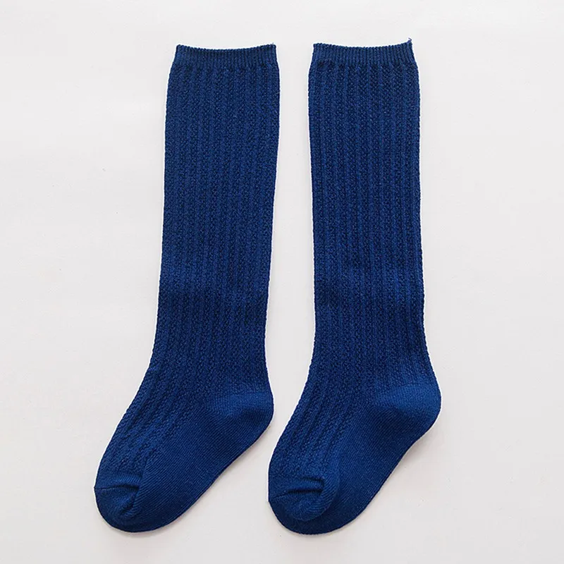 Гольфы для девочек хлопковые однотонные Разноцветные детские носки унисекс без пятки, Meias 3 размера, для детей от 1 до 10 лет - Цвет: Тёмно-синий