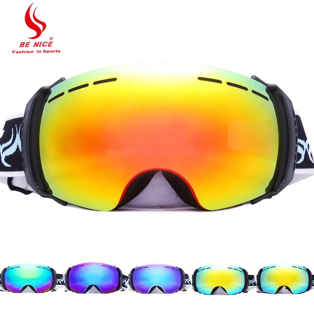 Anti fog Mirror Factory Ski Goggles Snow Glasses Multi Color UV400 skiing Eyewear Large