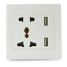 Dual USB Порт Розетка Панели 1А Зарядки Гнездо Адаптера Розетки (1A Резного белого)