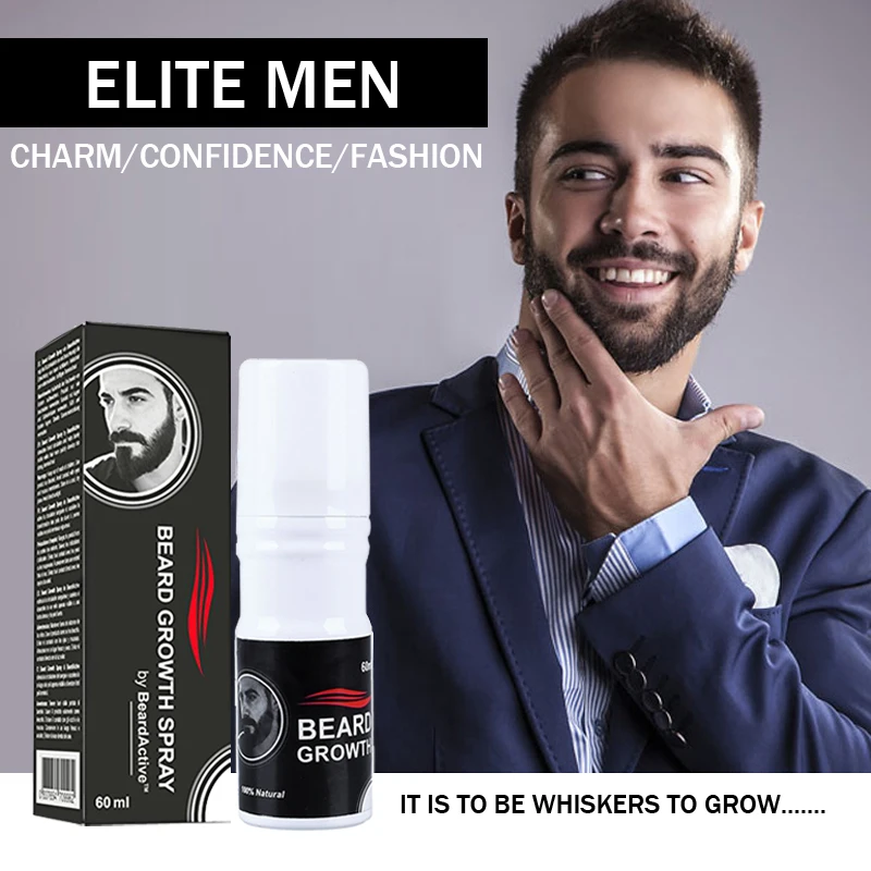 60ML Beard Growth Spray Beard Grow Natural Growth Oil Facial Hair Grower Hair Unique Products Vitamins