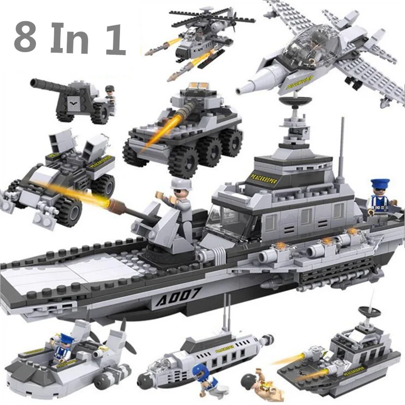 732 Pcs Legoings 8 In 1 Aircraft Carrier Bricks 25 Models Military Ship DIY Model Building Blocks Kits Boys Gifts Kids Fun 732 Pcs Legoings 8 In 1 Aircraft Carrier Bricks 25 Models Military Ship DIY Model Building Blocks Kits Boys Gifts Kids Fun