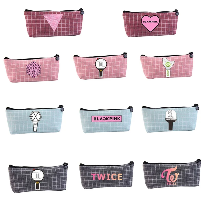 

Kpop Canvas Pencil Case Stationery Bag BLACKPINK EXO GOT7 TWICE WANNA ONE Pencil Box Coin Bag Cosmetic Bag