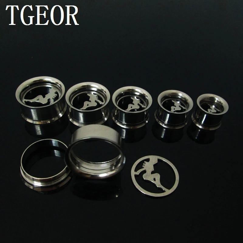 100 New 1pcs ear tunnels Stainless Steel internally double flare women