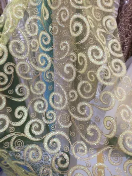 

6 color option! Unique paillette fabric/mesh sequins fabrics french net lace fabric for women garment wedding dress