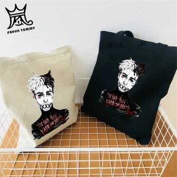 

frdun Tommy xxxtentacion hip hop Shoulder Bag Canvas Cotton Funny new print Alphabet Women Summer Fashion Students College Bag