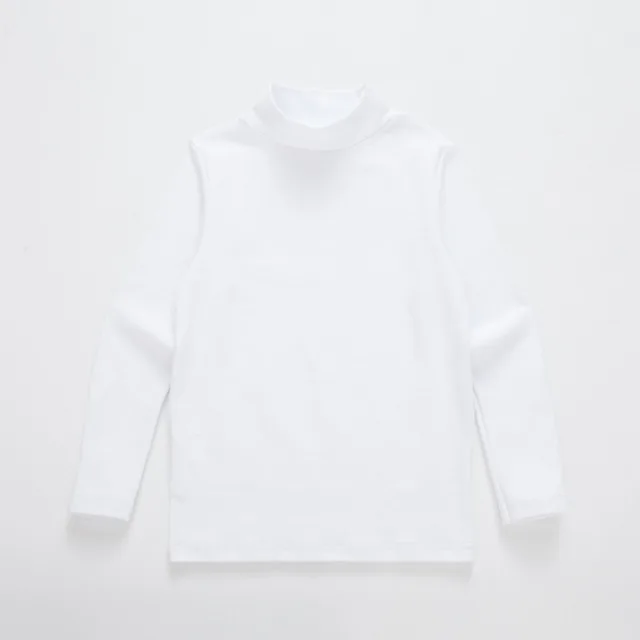 Осенне-зимняя мягкая однотонная детская футболка для мальчиков хлопковые базовые рубашки с длинными рукавами для девочек Детская футболка с высоким воротником футболки, BC364 - Цвет: white