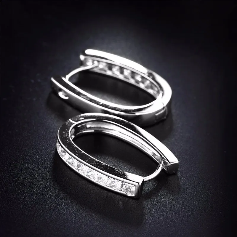 BUDONG модная большая серьга-кольцо для женщин серебро/золото-цвет Принцесса Кристалл Кубический цирконий Свадебные Huggie ювелирные изделия XUE100