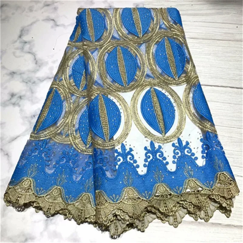 

2019 Latest Mesh Lace Embroidered African French Lace Net Tulle Fabric With Stones Lace Borders High Quality 5 Yards/Pieces