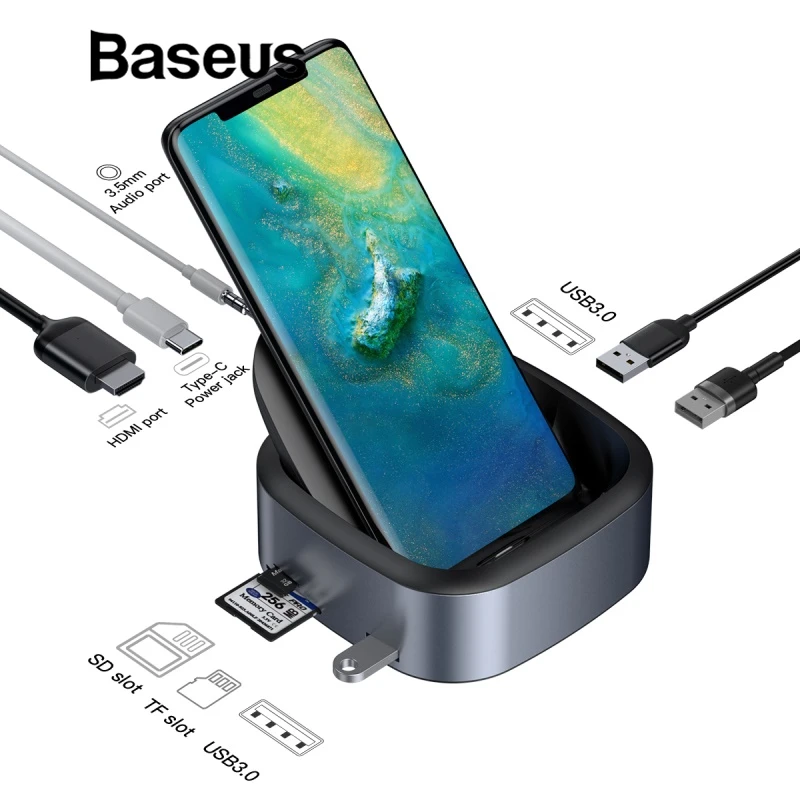 Док станция Baseus для телефона USB Type C HDMI с адаптером питания|Переходники и адаптеры|