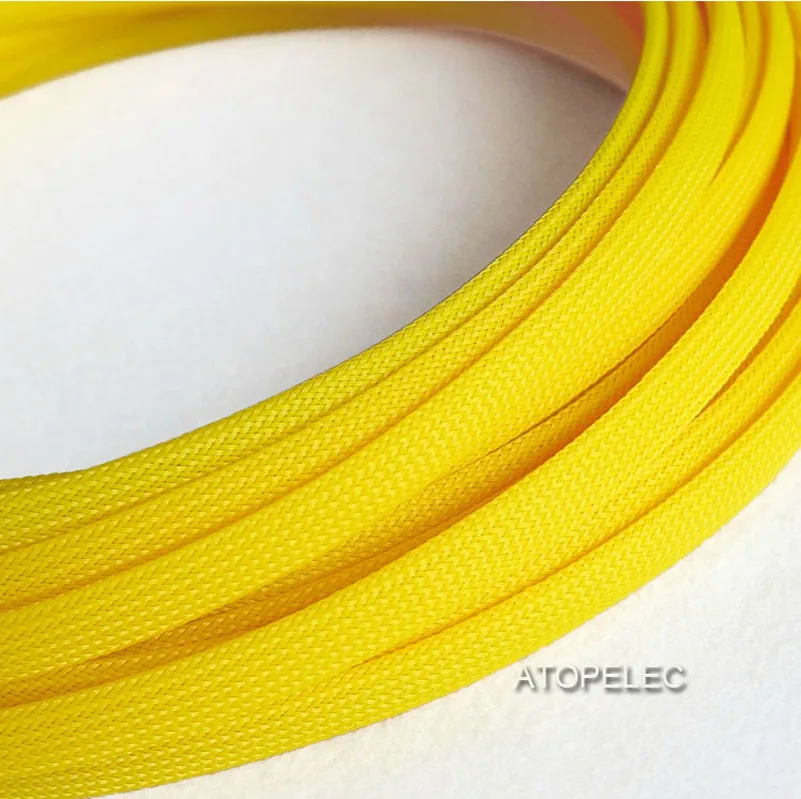 10 мм в ширину 13/3" в плотной оплетке ПЭТ расширяемый кабель оболочка провода черный/красный/желтый/зеленый/синий/фиолетовый/серый/белый/прозрачный - Цвет: Цвет: желтый