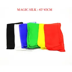 60 шт. Magic шелк (45*45 см) шарф этап Волшебные трюки использовать для шелка появляться волшебная палочка кончик пальца магия опоры оптовая
