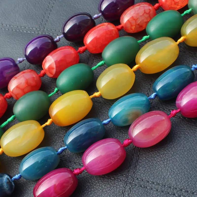

10pcs , 17-30mm , Multi-Color Agates Oval Beads , Large Variety of Patterns , Jewelry Making Beads