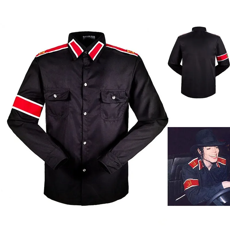 

In Memory Michael Jackson MJ Black Retro CTE Anti-war Cotton Shirt Stitchwork Sark Collection Embroidery