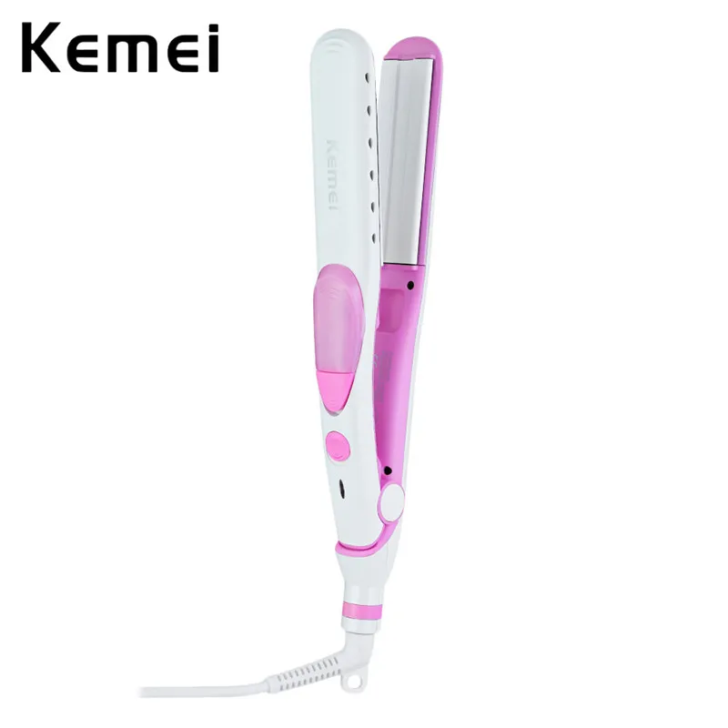 Kemei Pro Steam Spray Ionic Ceramic Straightening Irons Electric Hair Straightener Straight Flat Iron Tools Fast Heating KM-5623