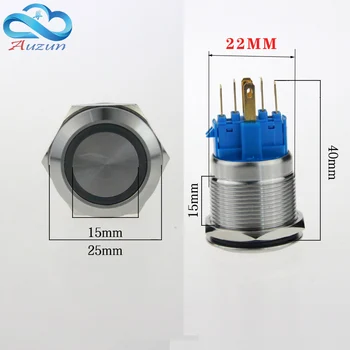 

22mm self-locking metal button with light switch voltage 220v current 5A250VDC waterproof rust red, yellow blue white