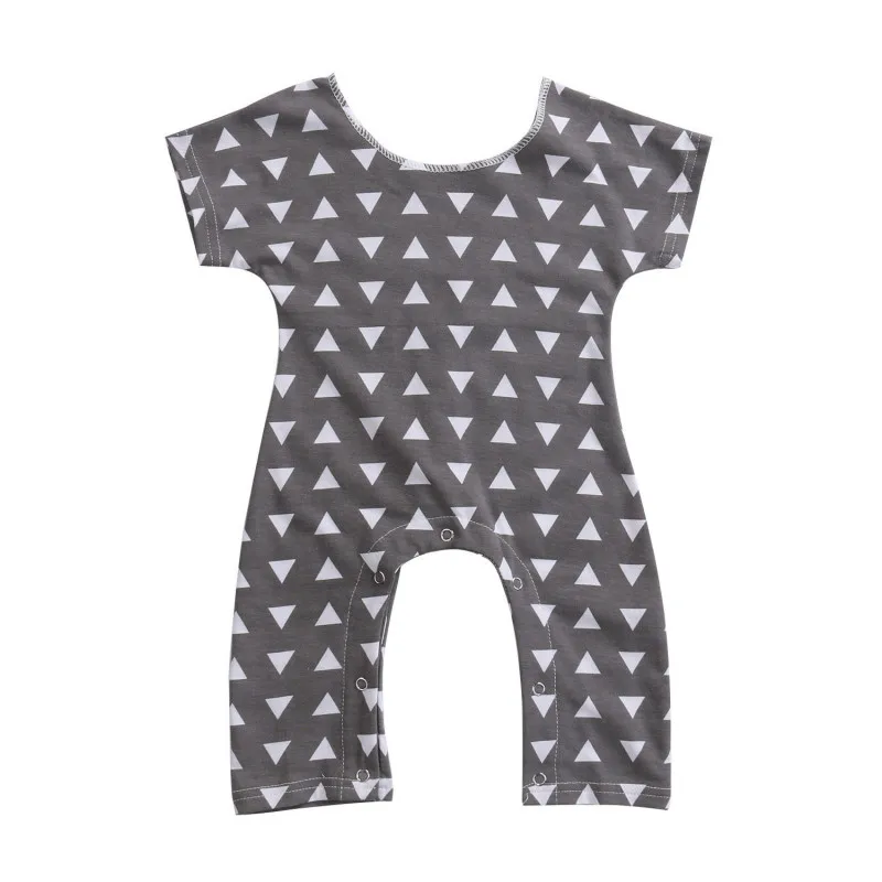 Summer Newborn Baby Boy Short Sleeve Romper Jumpsuit Triangle Printed