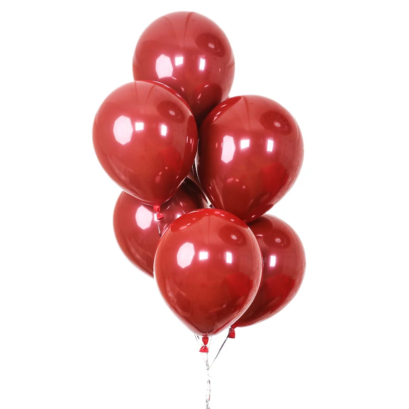 

100Pcs Ruby Red Balloon New Glossy Metal Pearl Latex Balloons Chrome Metallic Colors Air Balloons Wedding Party Decoration