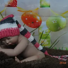 Ручная работа, детская красная/белая/серая полосатая шапка, вязаная шапка эльфа, новорожденная фотография, реквизит, хлопок, на заказ, стиль