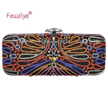 Fawziya Gestreifte Tasche Kristall Blumen Snap Baguette Stil Hochzeit Handtasche