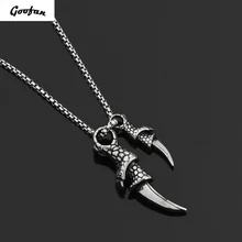 Goofan Hiphop Men Personality Silver Dragon’s Claw Set Pendant&Necklace 316L Stainless Steel Cool Set Jewelry STN728