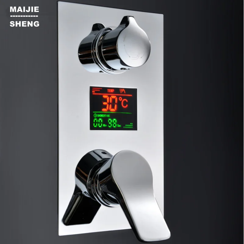 

Digital in wall 3 way shower mixer controller with display concealed bath shower panel Intelligent shower mixer shower faucet