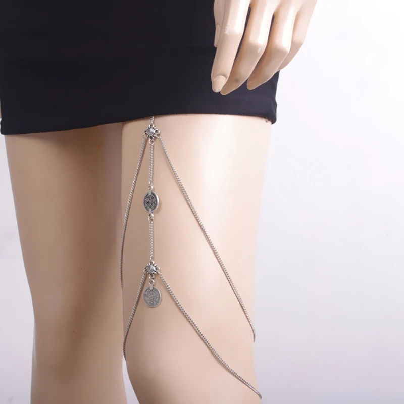 

Thigh Belt Multilayers Body Harness Jewelry Beach Silver Gold Color Belt