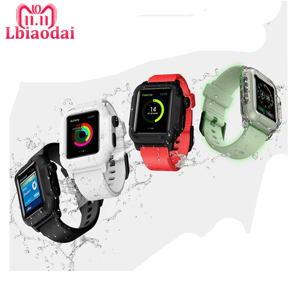Силиконовый ремешок для спортивных часов Apple Watch band 42 мм водонепроницаемый чехол