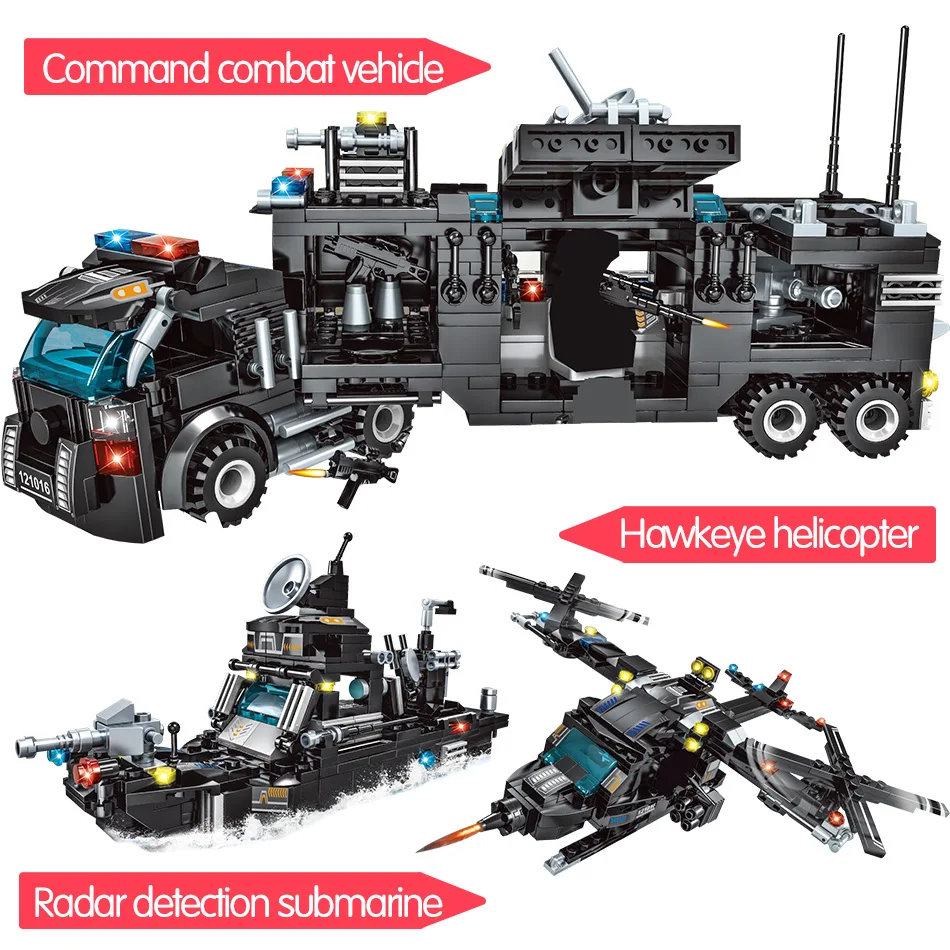 Delegacia de Polícia Cidade de Blocos de Construção Blocos de Brinquedo Educativo para Crianças para Meninos 715 Pcs da Compatíveis Legoingly Cidade Swat Caminhão Crianças 7 Cheap Blocos