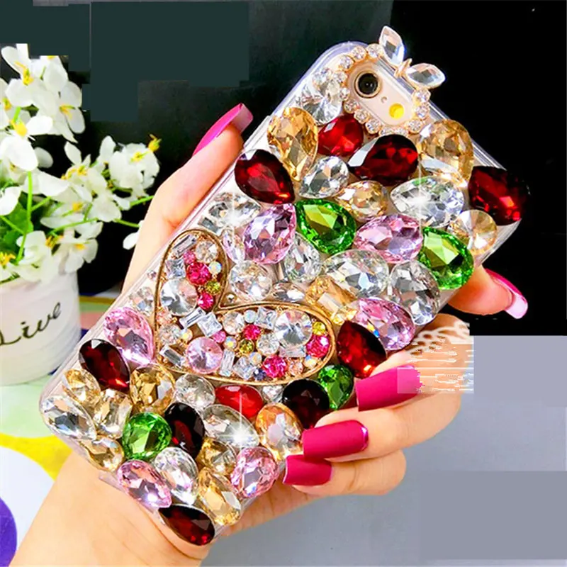 

For Huawei Honor 8 9 lite 7X 10 7C 7A pro Y9 Y7 Y6 Prime Y5 2018 Diamond Crystal Colorful Heart Rhinestone Phone Case Soft Cover