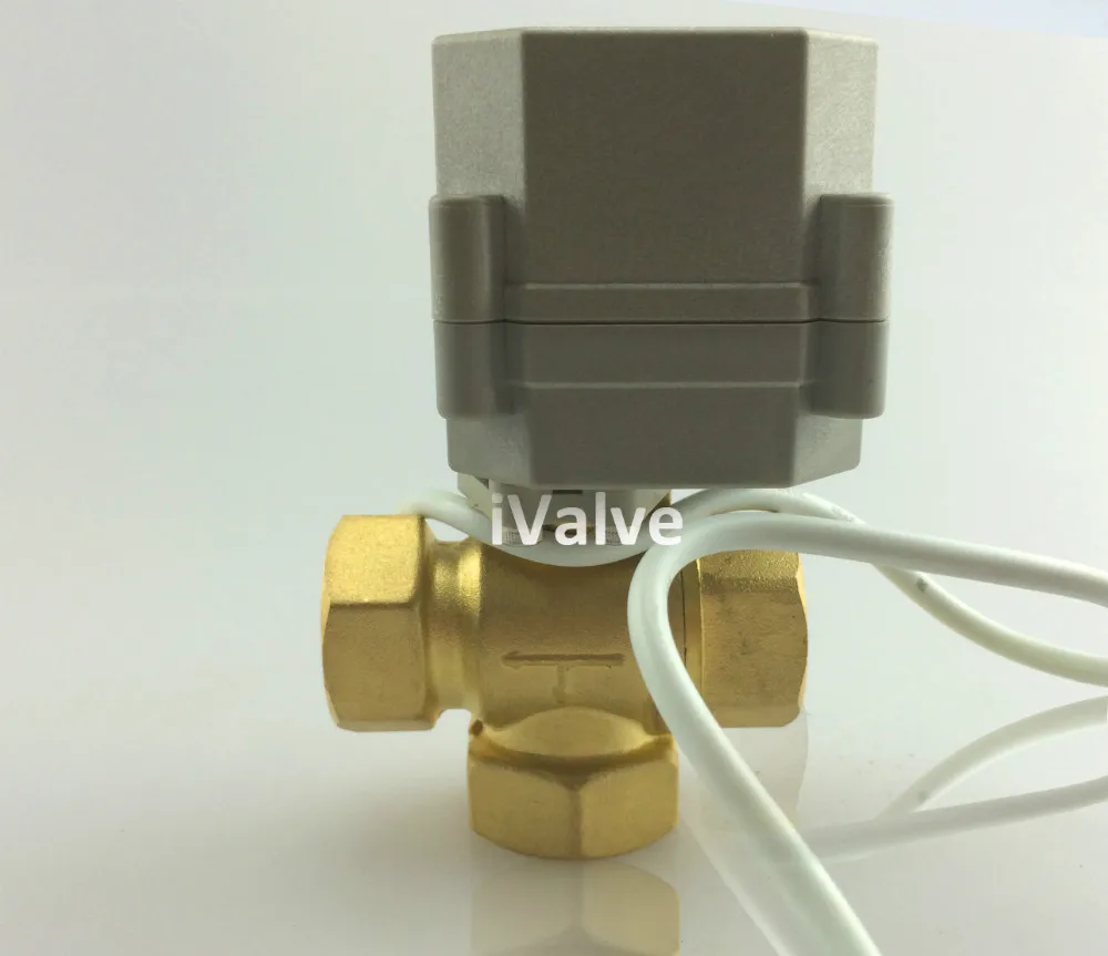 HSH-Flo DN15-25 AC9-24V 3 Way редукционный проходный моторизованный шаровой клапан NPT/BSP латунный, 2 проводной Контроль Электрический шаровой кран CR2-02