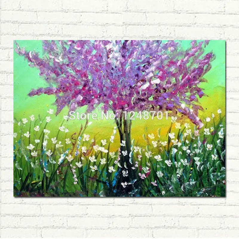 

SPRING LILAC Modern Fantasy Tree Landscape Colorful on Canvas Oil Painting Hand Painted Art