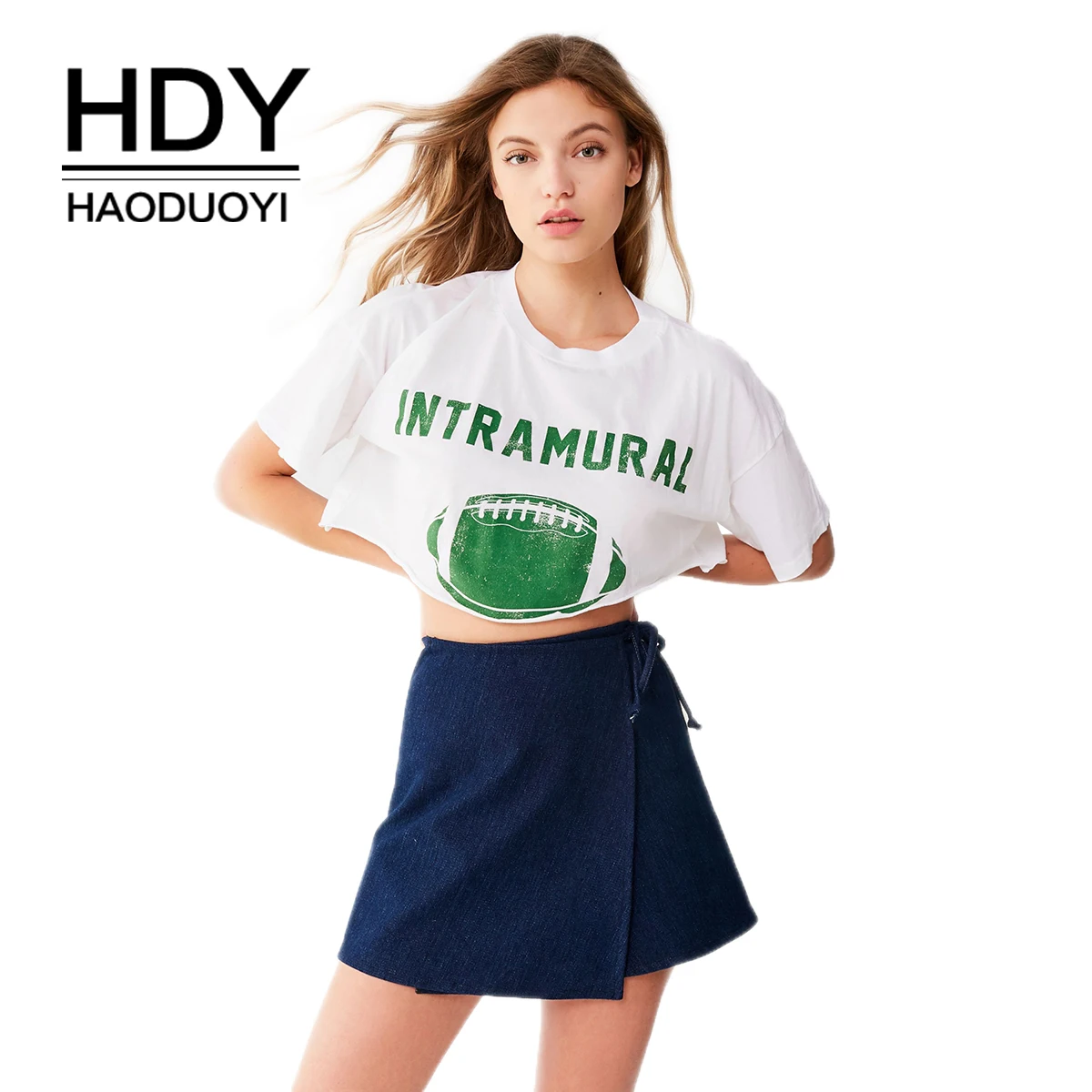 HDY Haoduoyi Брендовые повседневные футболки с буквенным принтом хлопковые топы