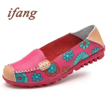 ifang 2017 summer women genuine leather ballet flats casual shoes women pointed toe flats slip on loafers ballerina flats