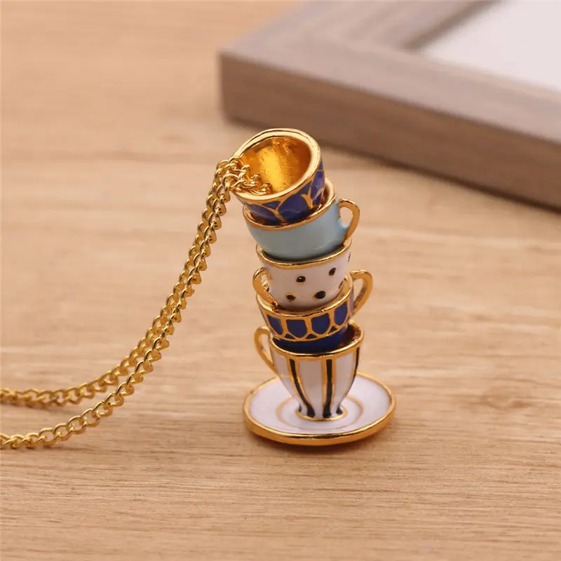 Bead String Type Fashion Stack Cups Pendant Necklace Cute Stereoscopic Creative Jewelry For Women Charm Collar Gift Accessories|Pendant Necklaces| - AliExpress