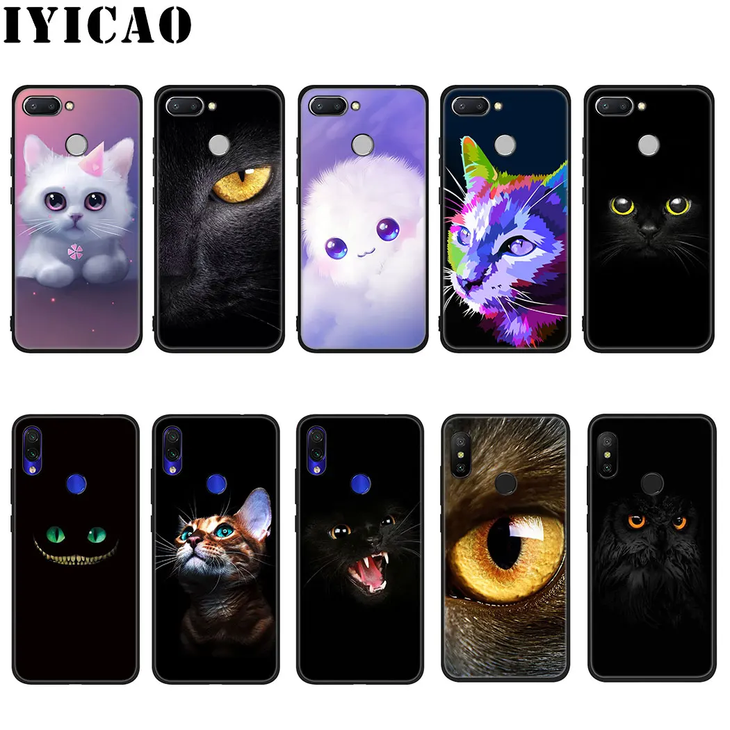 Мягкий чехол IYICAO eyes in black Cat Owl для Xiaomi Redmi 4A 4X5 5A 5 Plus 6 6A 7A Pro 7 S2 K20 |