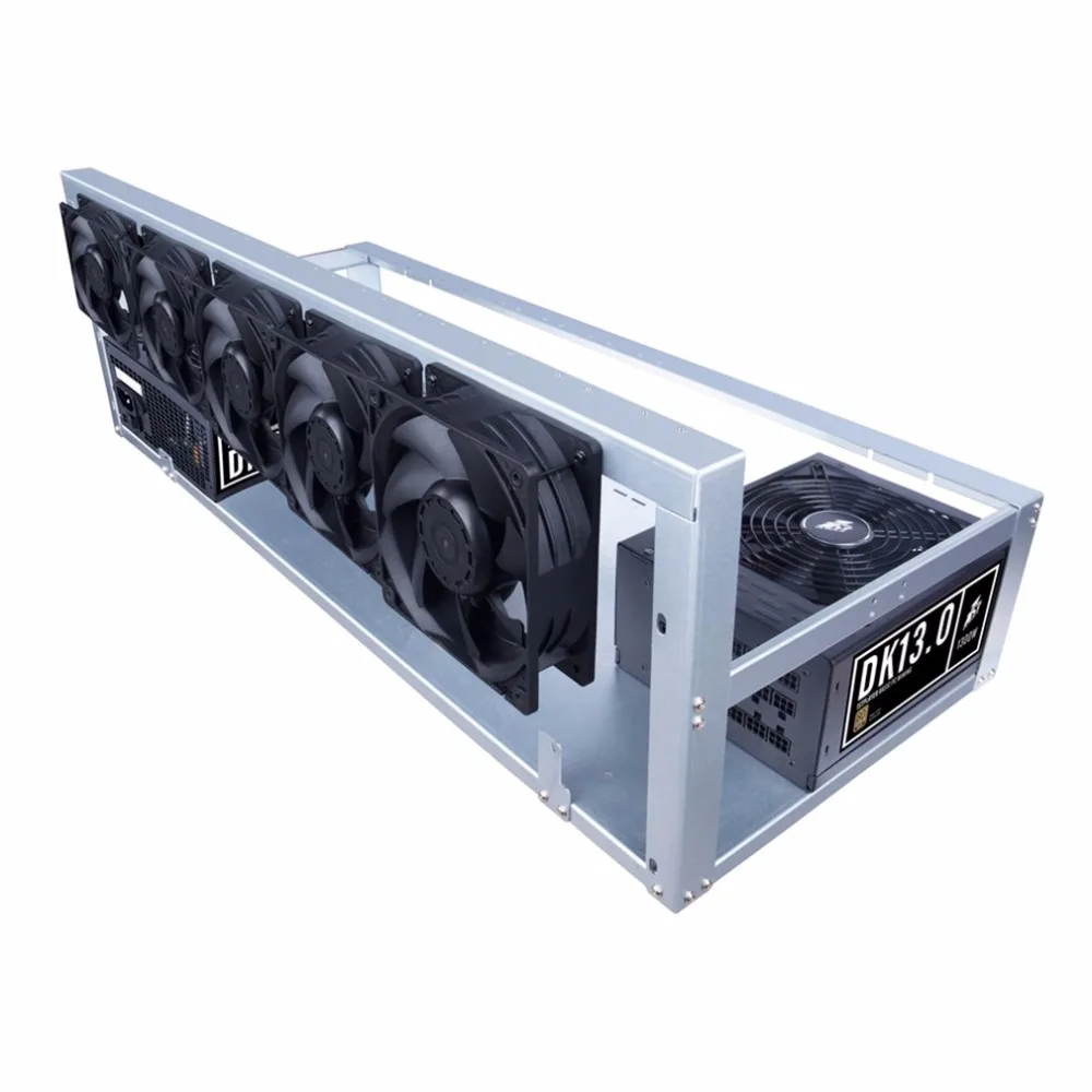 8 видеокарт GPU горная машина рамка с 5 вентиляторами охлаждения USB PCI-E кабель компьютер BTC LTC монета Шахтер сервер чехол