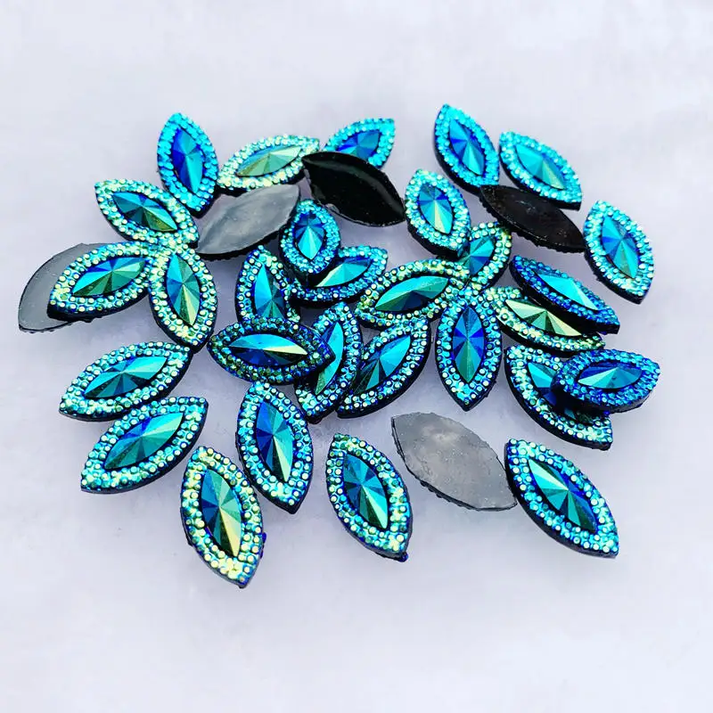 

9*18mm Horse eye Rhinestones Flat Back Resin Gems Crystal Stones Non Sewing Beads for DIY Clothes 90pcs -S47