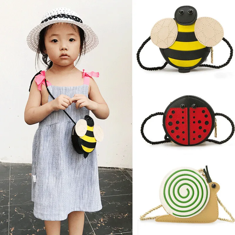 

2019 Brand New Cute Children Girl Bags Bee Ladybug Snails Baby Kid Girl's Crossbody Small Bag Messenger Wallet Hot