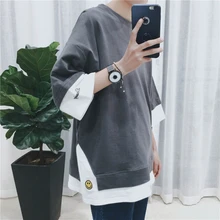 Удлиненная уличная футболка в стиле хип-хоп,, модные брендовые футболки, мужские летние футболки с длинным рукавом, большие размеры