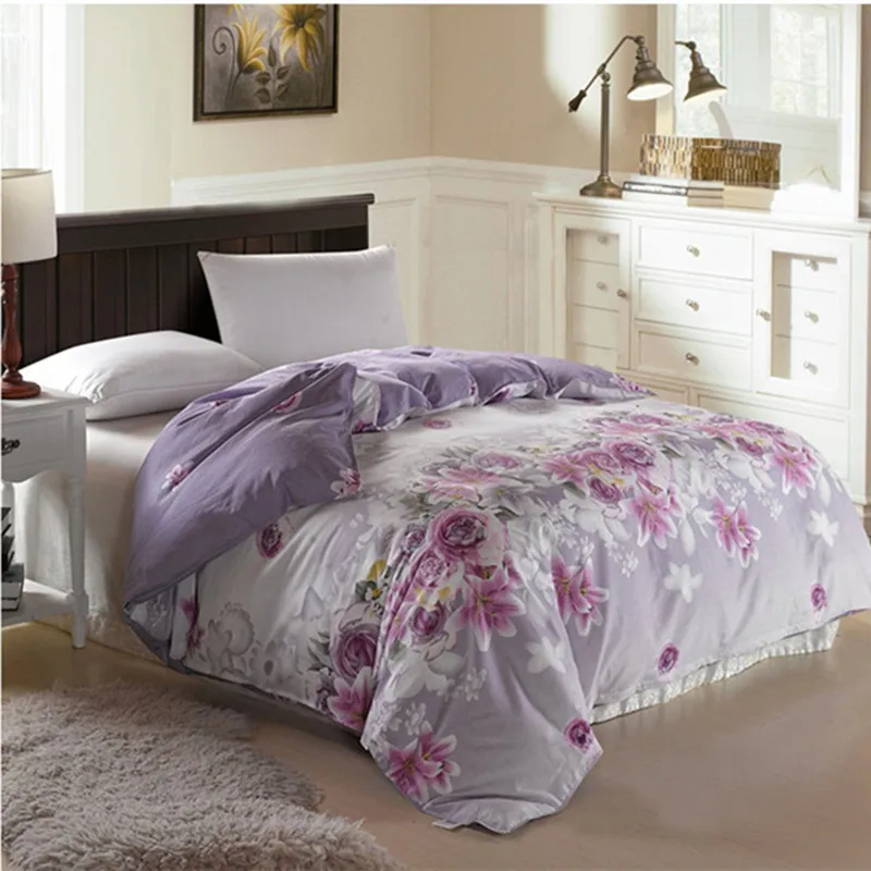 Hot Sale New Design Purple Flowers Quilt Cover 1pc Super Soft Cotton Duvet Cover for Home Bed Twin Full Queen Size Free Shipping : image Hot Sale New Design Purple Flowers Quilt Cover 1pc Super Soft Cotton Duvet Cover for Home Bed Twin Full Queen Size Free Shipping