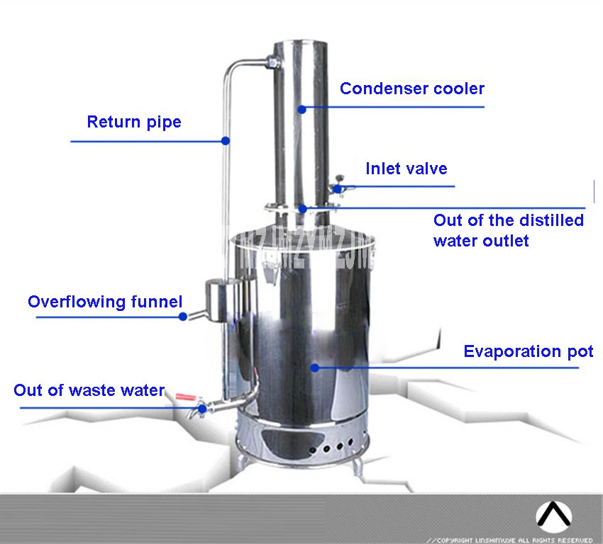 1 шт. YAZD-5 Электрический 5L дистиллятор 304 дистиллированной Нержавеющая сталь воды оборудования с автоматическим отключением Системы 220 В/110 В