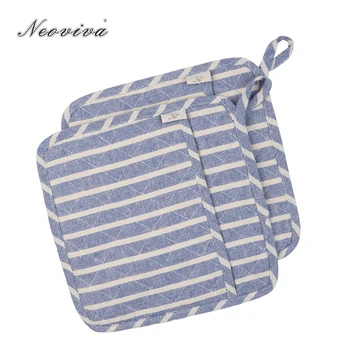 

Neoviva Retro Cotton Denim Quilting Pot Holders for Daily Kitchen, Set of 2, Chalk Striped Cosmic Sky Coaster Table Mats Napkins