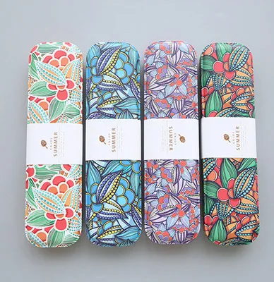

Beautiful Flowers Iron Metal Pencil Case For Pen Stationery Storage Box Cute Simple Design Korea Style Students Kids Gift